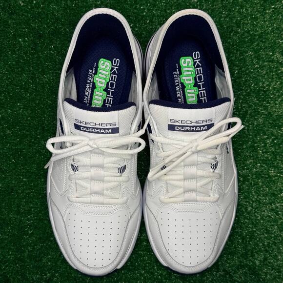 Skechers Durham Hands Free Slip-Ins Men’s 12 Extra Wide White Navy Comfort main image 8
